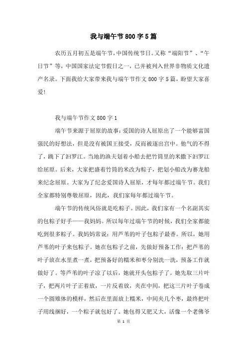我与端午节800字5篇