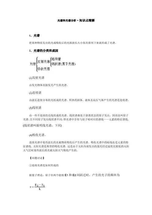 光谱和光谱分析知识点精解