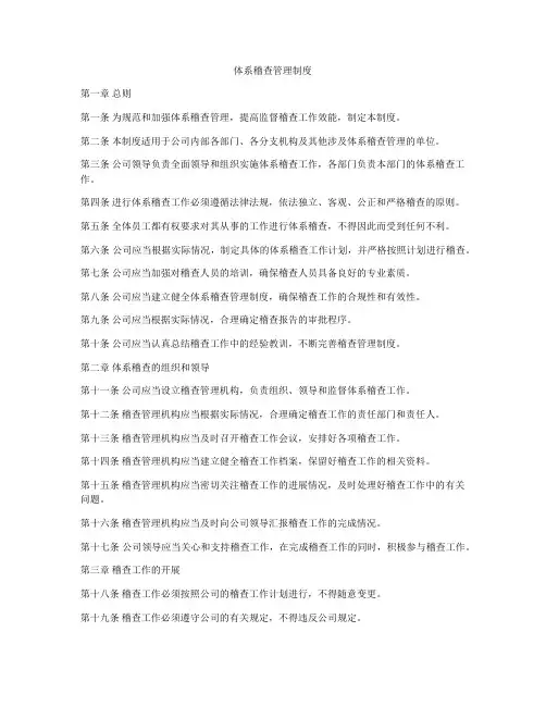 体系稽查管理制度