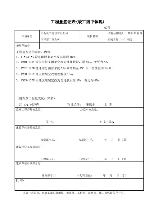 工程量签证表