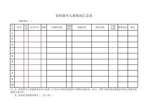 农村留守儿童调查表
