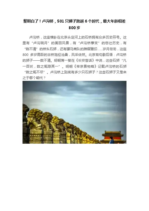 整明白了！卢沟桥，501只狮子跨越6个时代，最大年龄相差800岁