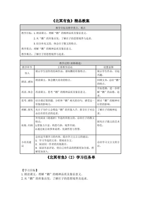 《北冥有鱼》精品教案