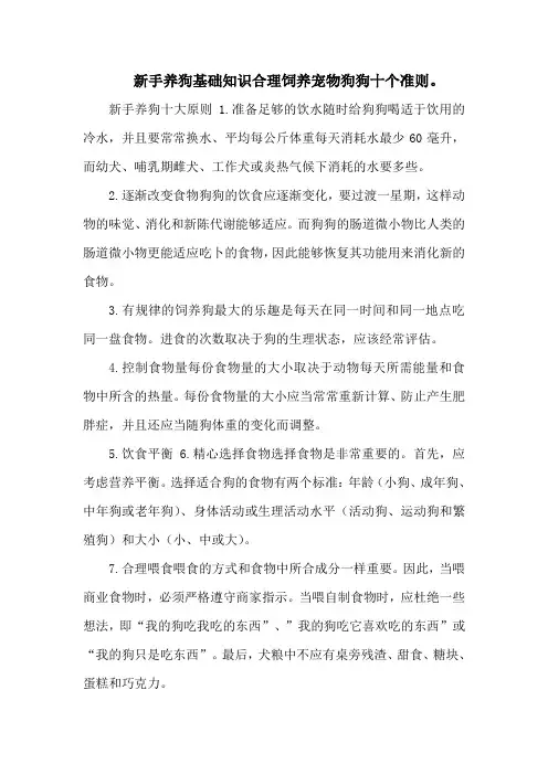 新手养狗基础知识合理饲养宠物狗狗十个准则