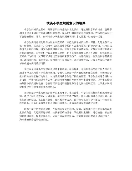 浅谈小学生规则意识的培养