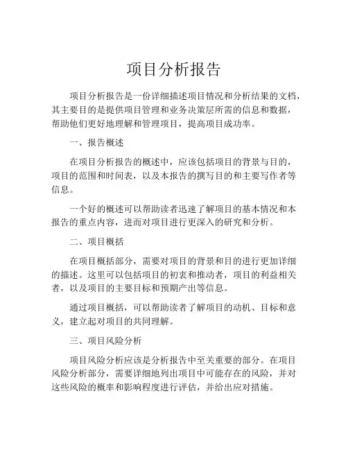 项目分析报告(精选10篇)