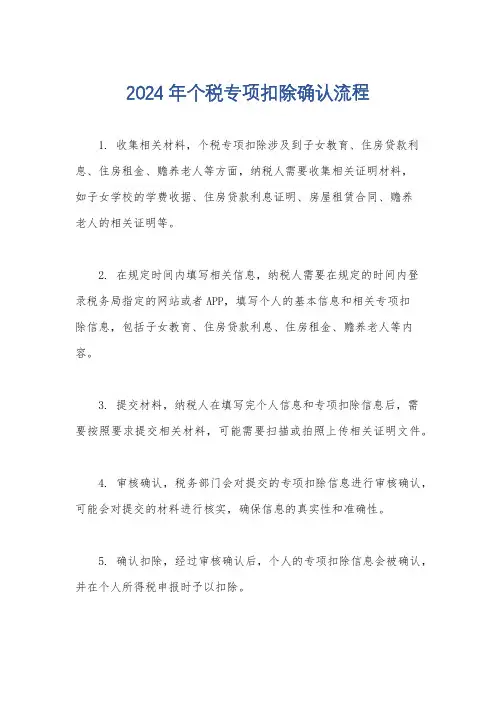 2024年个税专项扣除确认流程