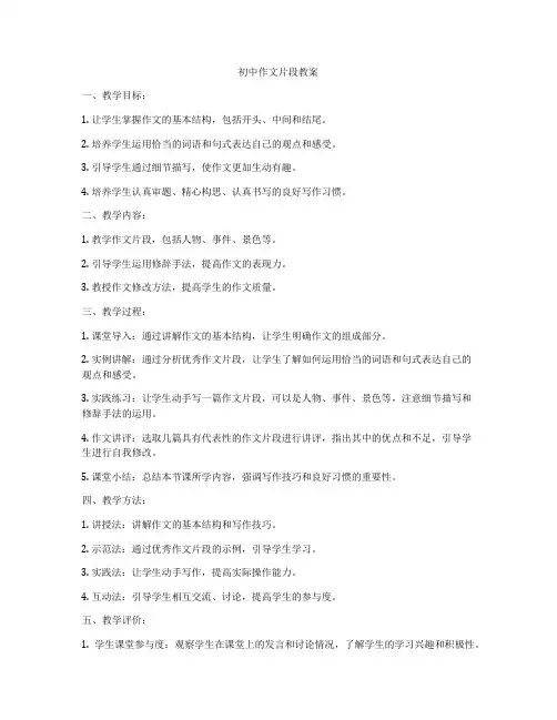 初中作文片段教案