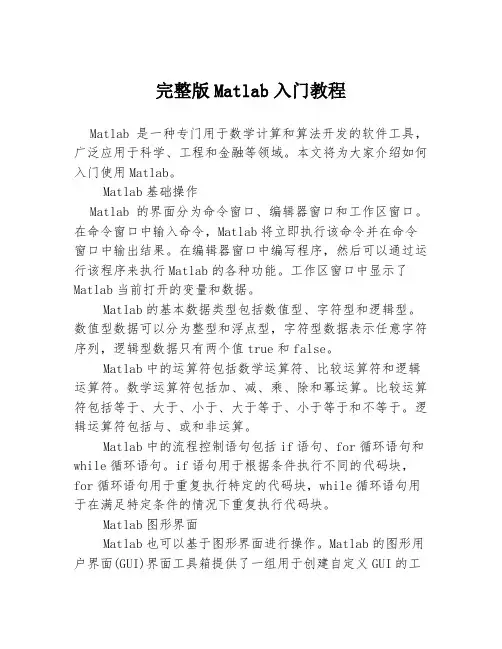完整版Matlab入门教程