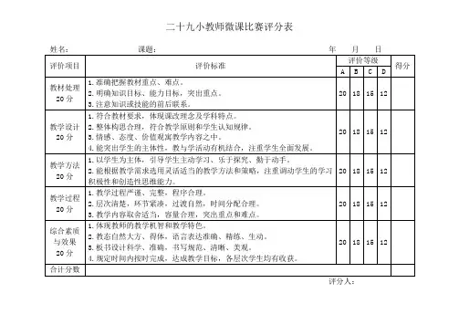 小教师微课比赛评分表 (2)