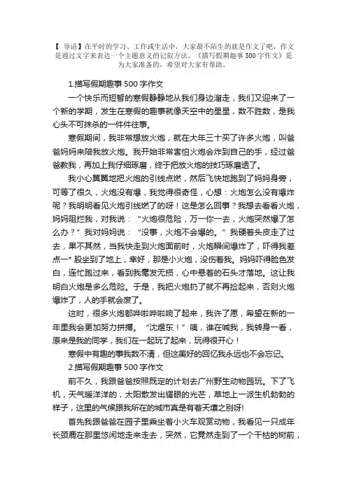描写假期趣事500字作文【5篇】