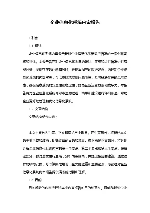 企业信息化系统内审报告