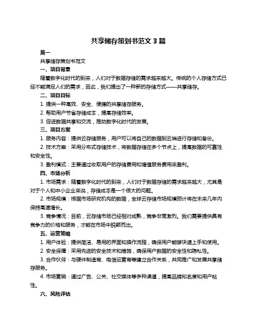 共享储存策划书范文3篇