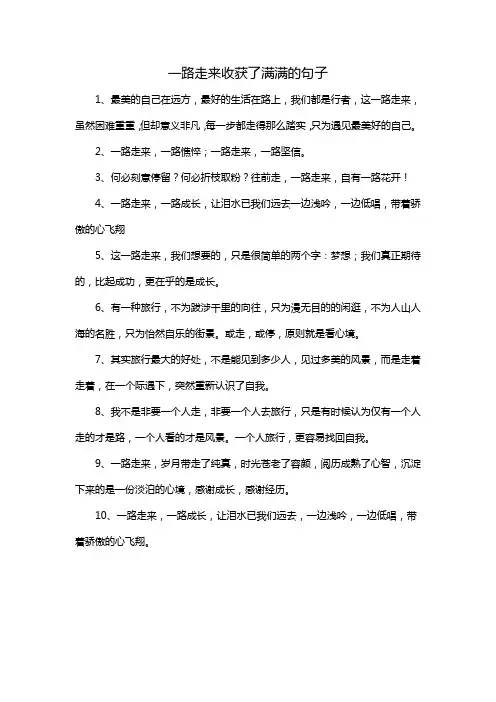 一路走来收获了满满的句子