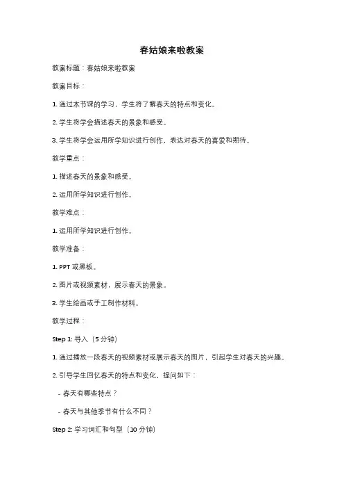 春姑娘来啦教案