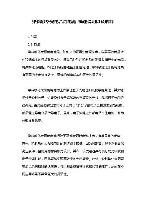 染料敏华光电合成电池-概述说明以及解释