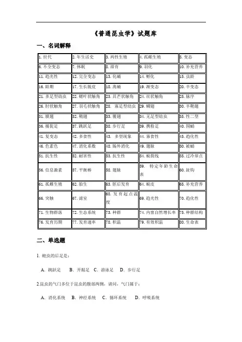 普通昆虫学复习总结