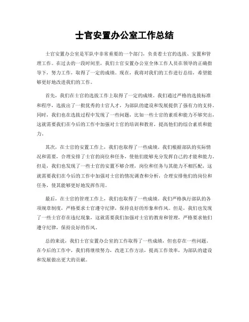 士官安置办公室工作总结
