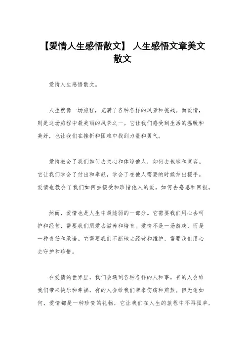 【爱情人生感悟散文】 人生感悟文章美文散文