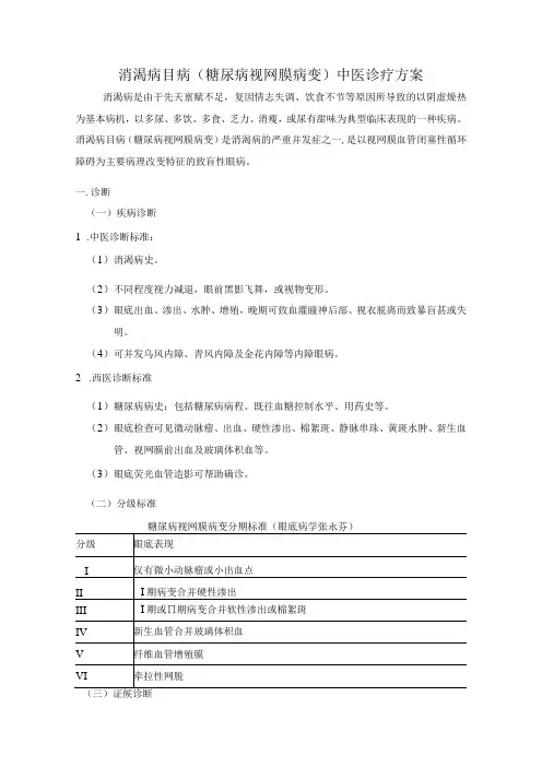 消渴病目病糖尿病视网膜病变中医诊疗方案