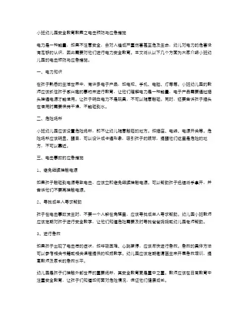 小班幼儿园安全教育教案之电击预防与应急措施