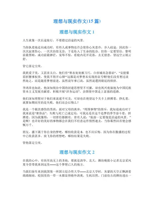 理想与现实作文(15篇)