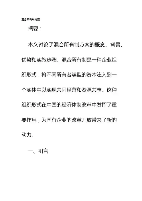 混合所有制方案