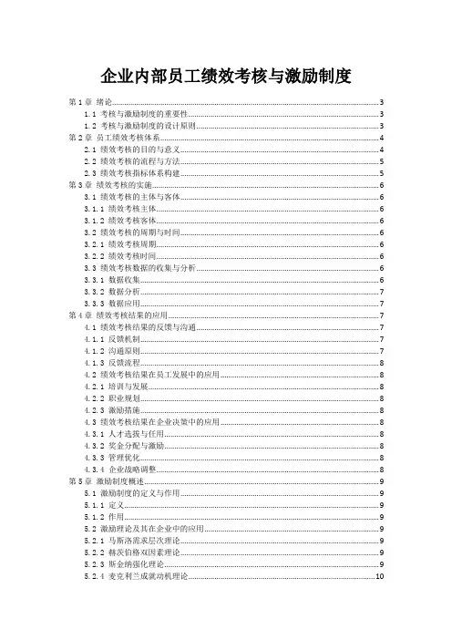 企业内部员工绩效考核与激励制度