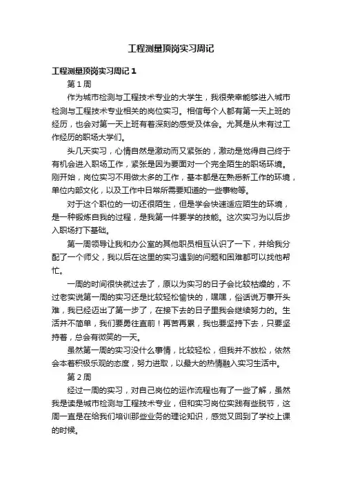工程测量顶岗实习周记