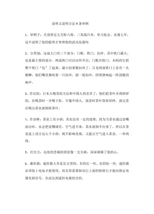 说明文说明方法9条举例