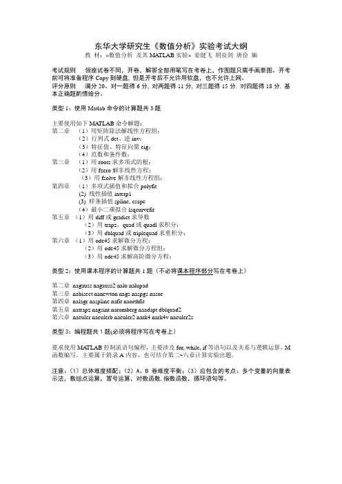 数值分析---上机考试大纲