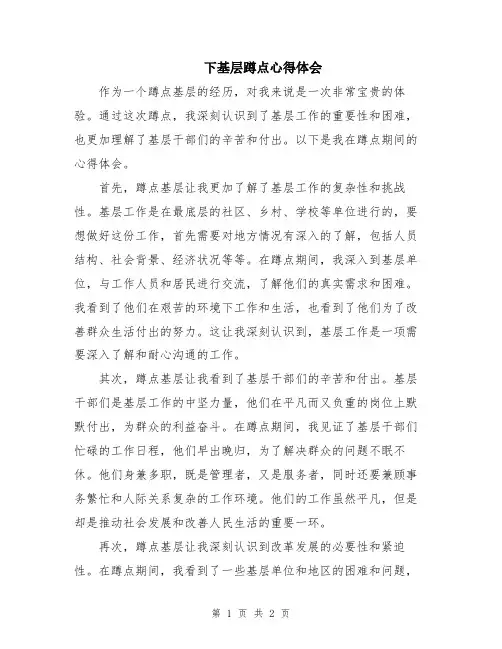 下基层蹲点心得体会