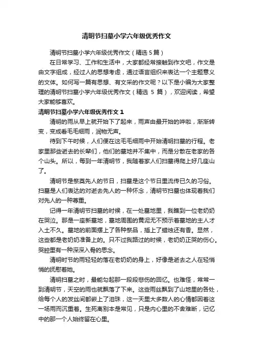 清明节扫墓小学六年级优秀作文（精选5篇）