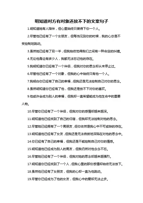 明知道对方有对象还放不下的文案句子-概述说明以及解释