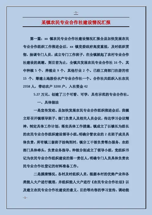 某镇农民专业合作社建设情况汇报