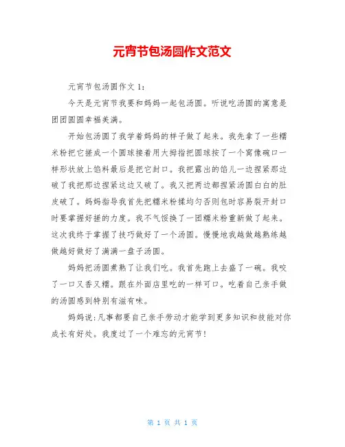 元宵节包汤圆作文范文