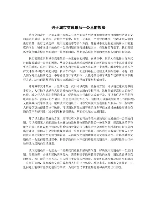 关于城市交通最后一公里的想法