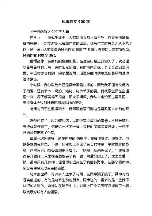 关于风雨作文900字5篇