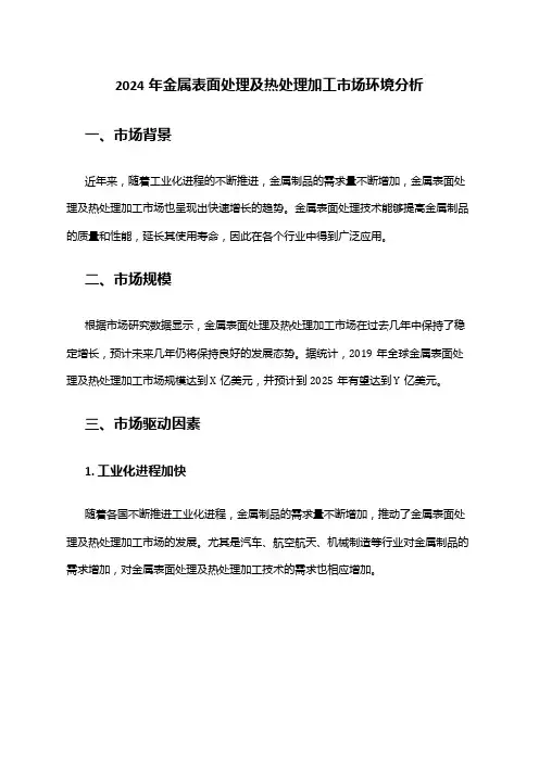 2024年金属表面处理及热处理加工市场环境分析