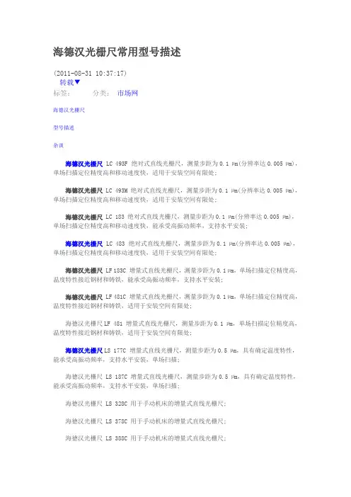海德汉各型号光栅尺规格