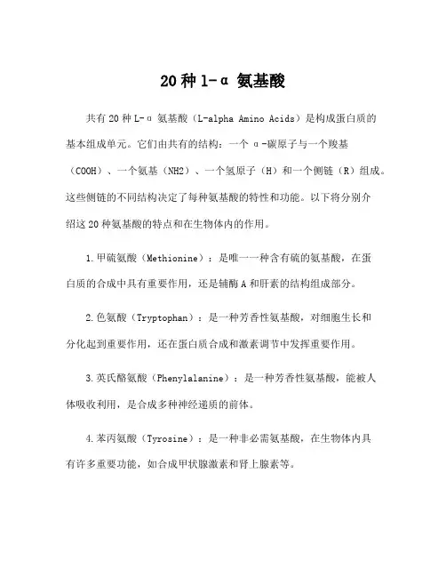 20种l-α氨基酸