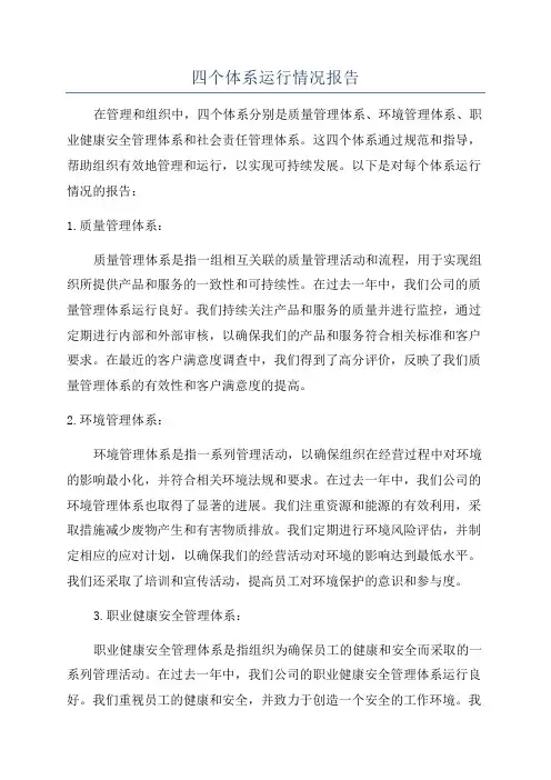 四个体系运行情况报告
