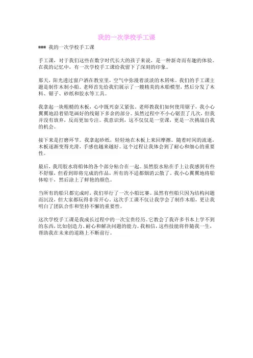 我的一次学校手工课