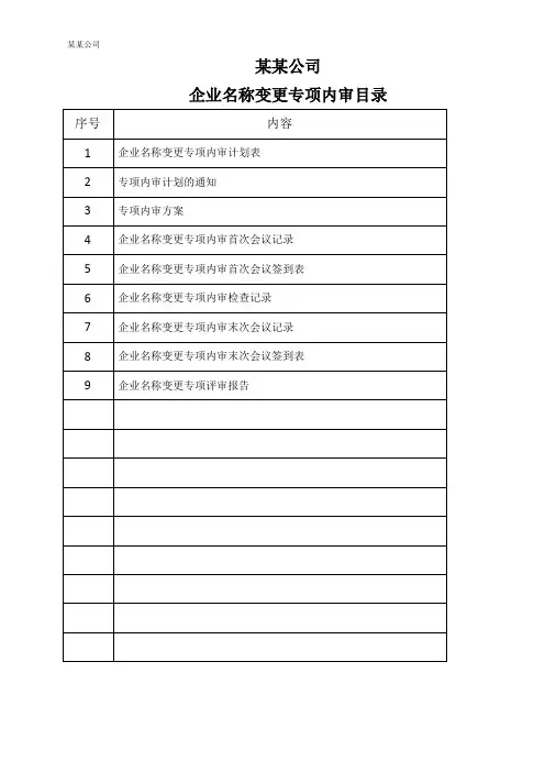 企业名称专项内审