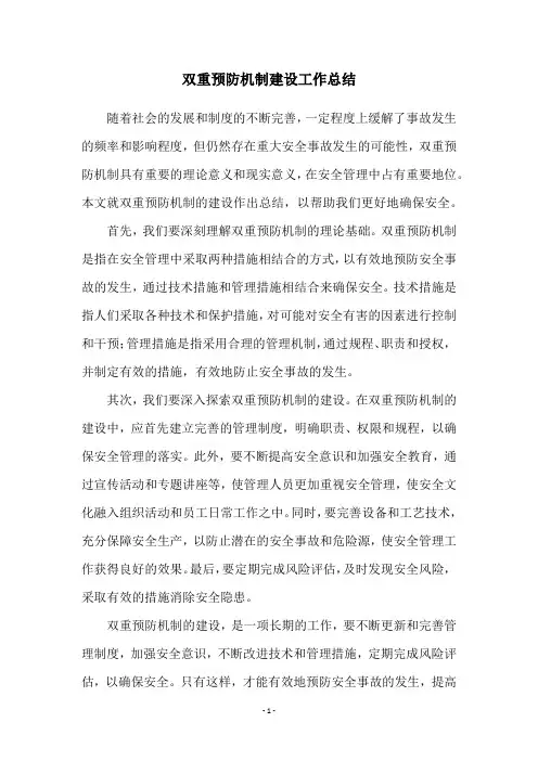 双重预防机制建设工作总结