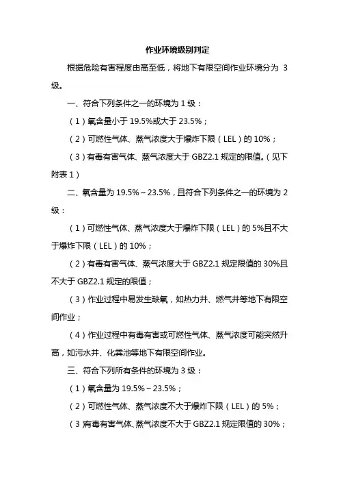 作业环境级别判定
