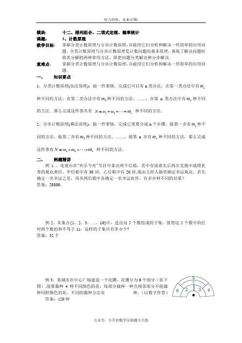 高考一轮复习教案十二(1)计数原理(教师)文科用