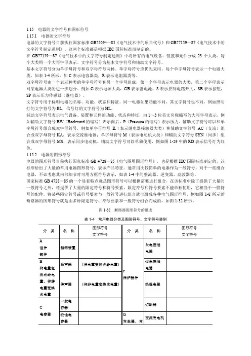 常用低压电器图形符号和文字符号