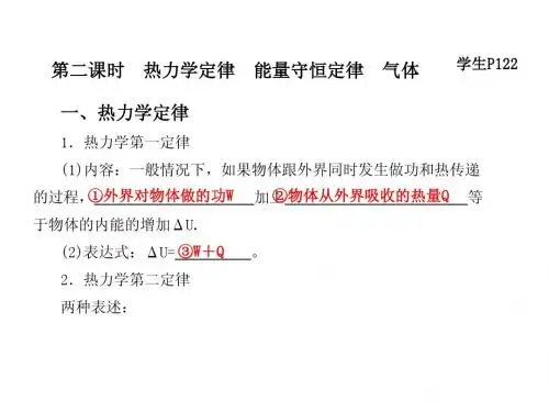 第二课时 热力学定律 能量守恒定律2010年11月16日
