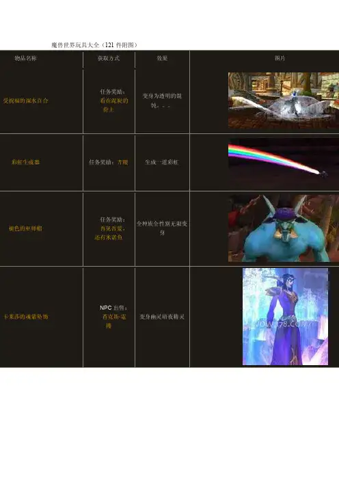 魔兽世界玩具大全（121件附图）